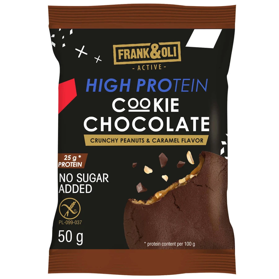 Frank&Oli High Protein, мягкое протеиновое печенье, хрустящий арахис и карамель, 50 г.: цены и характеристики