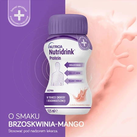 Набір протеїнів Nutridrink Protein, поживний препарат, персиково-манго, 12 х 125 мл + книжковий календар на 2026 рік безкоштовно: ціни та характеристики
