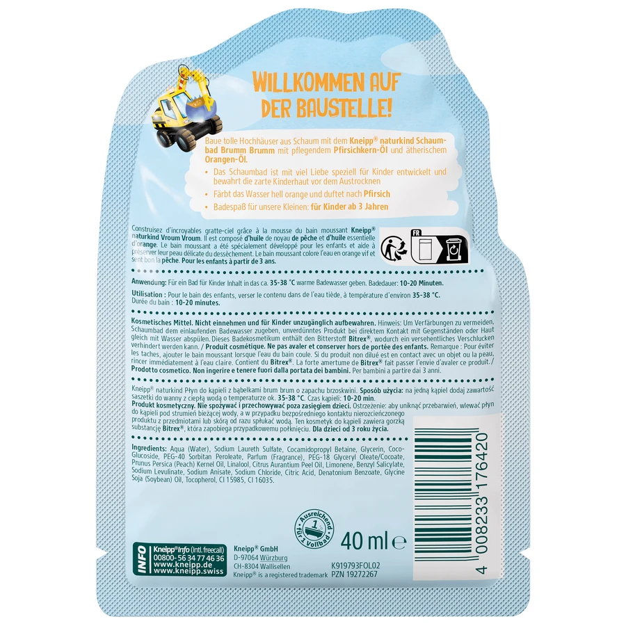 Kneipp Naturkind Brum-Brum, рідина для піни для ванн, персик, 40 мл: ціни та характеристики