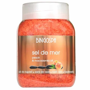 Bingospa Sel de mer, соль для ванн, персик и масло макадамии, 1,35 кг