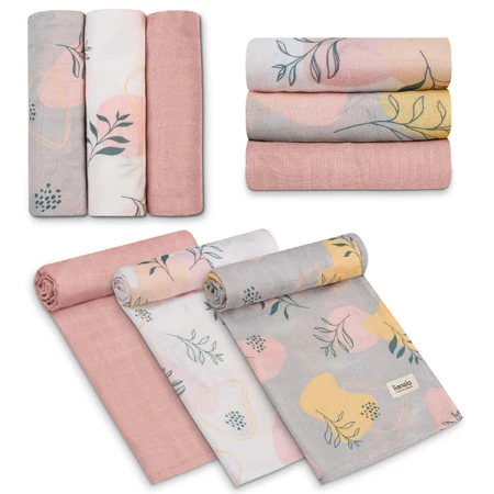 Lionelo Bamboo Set Leaf, бамбуковые детские подгузники, 70 x 70 см, 3 штуки: цены и характеристики