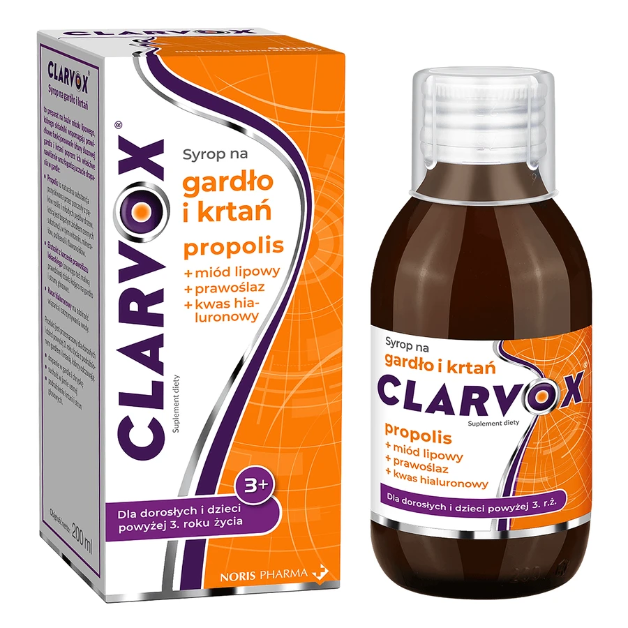 Clarvox Сироп для горла та гортані для дорослих та дітей від 3 років, прополіс, 200 мл: ціни та характеристики