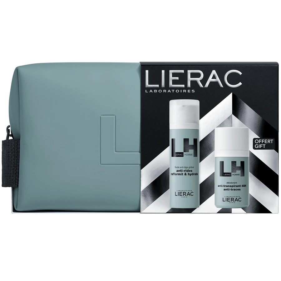 Набір Lierac Homme, антивікова емульсія, 50 мл + дезодорант 48H, роликовий, 50 мл та косметичка безкоштовно: ціни та характеристики