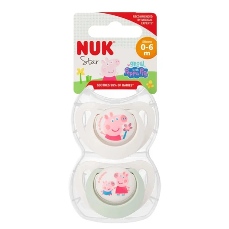 NUK Star, пустушка, 0-6 місяців, силіконова, анатомічна, Свинка Пеппа, 2 штуки: ціни та характеристики