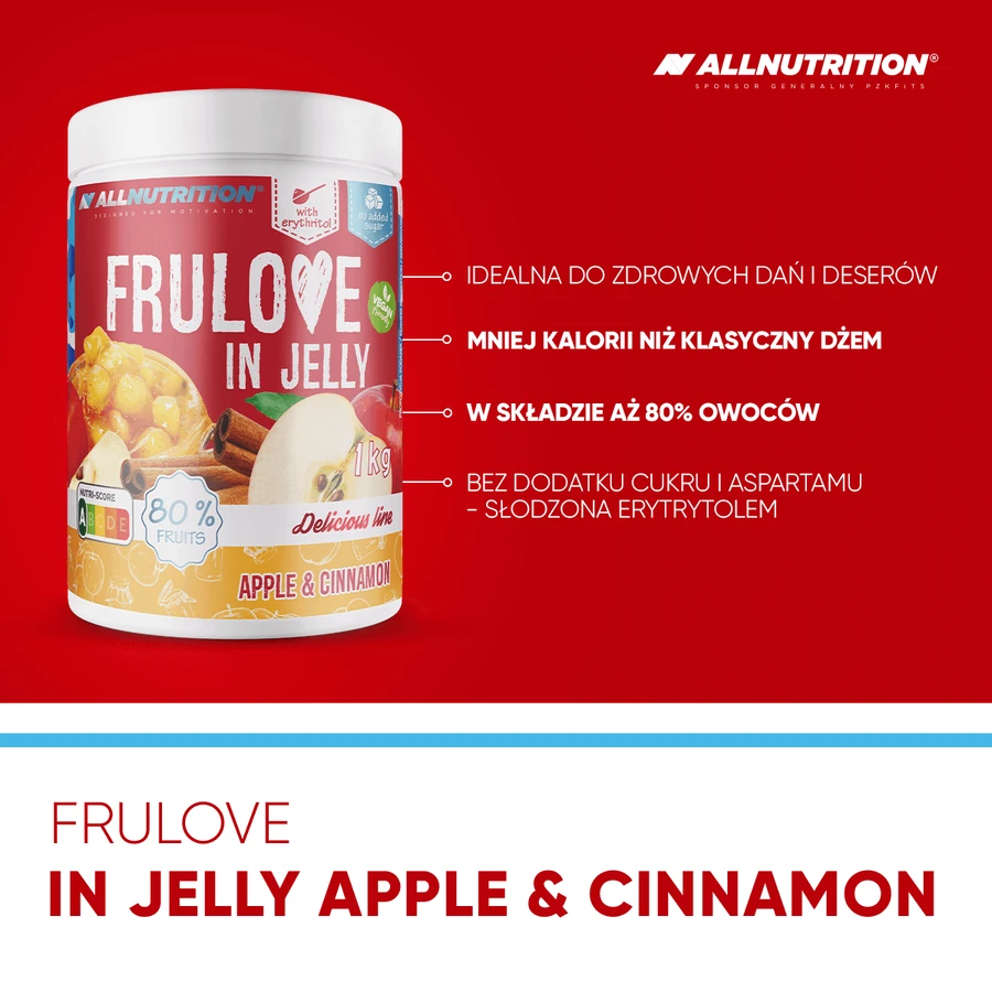 Allnutrition Frulove In Jelly Apple & Cinammon, яблука з корицею в желе, без додавання цукру, 1 кг: ціни та характеристики
