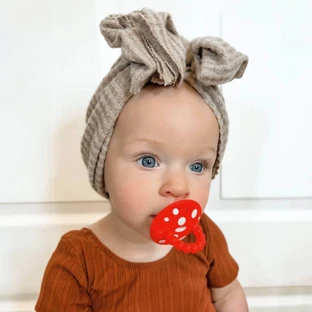 RaZbaby, логопедический прорезыватель, гриб, красный и зеленый, с 3 месяцев, 2 штуки