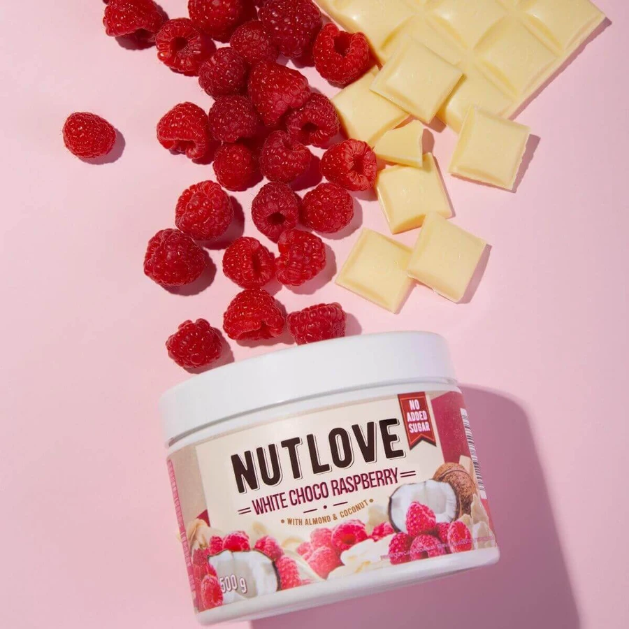 Allnutrition Nutlove White Choco Raspberry, крем на основе белого шоколада с кокосовой стружкой, миндалем и малиной, без добавления сахара, 500 г.: цены и характеристики