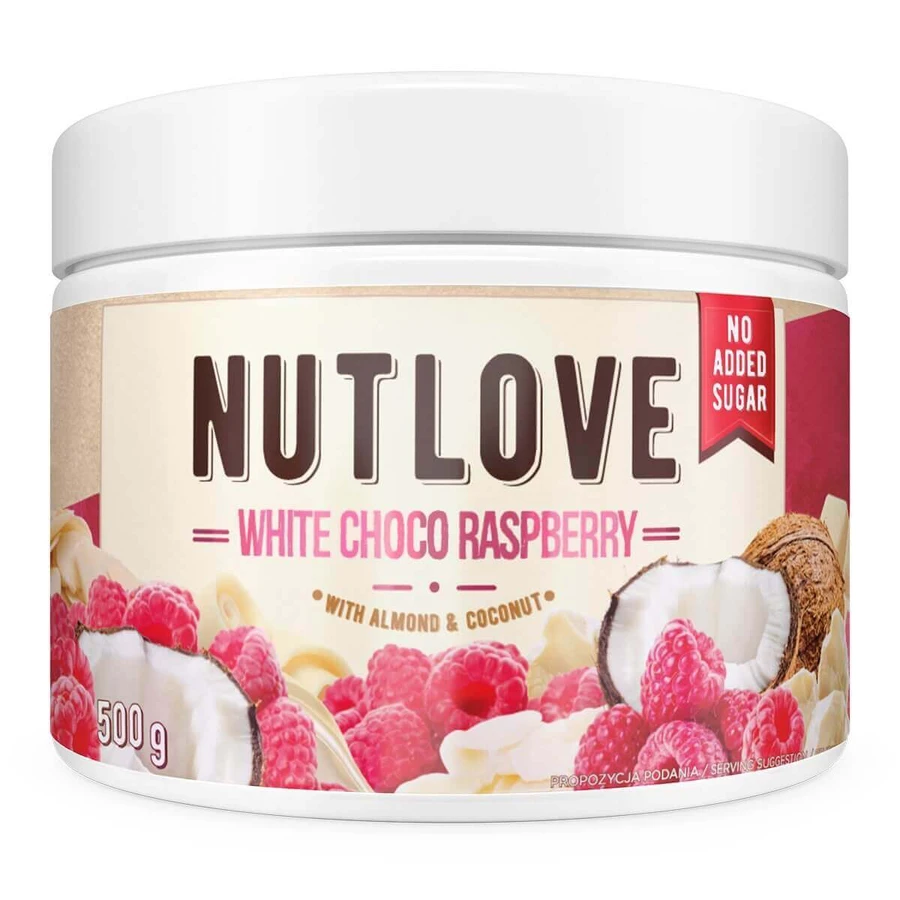 Allnutrition Nutlove White Choco Raspberry, крем на основе белого шоколада с кокосовой стружкой, миндалем и малиной, без добавления сахара, 500 г.: цены и характеристики