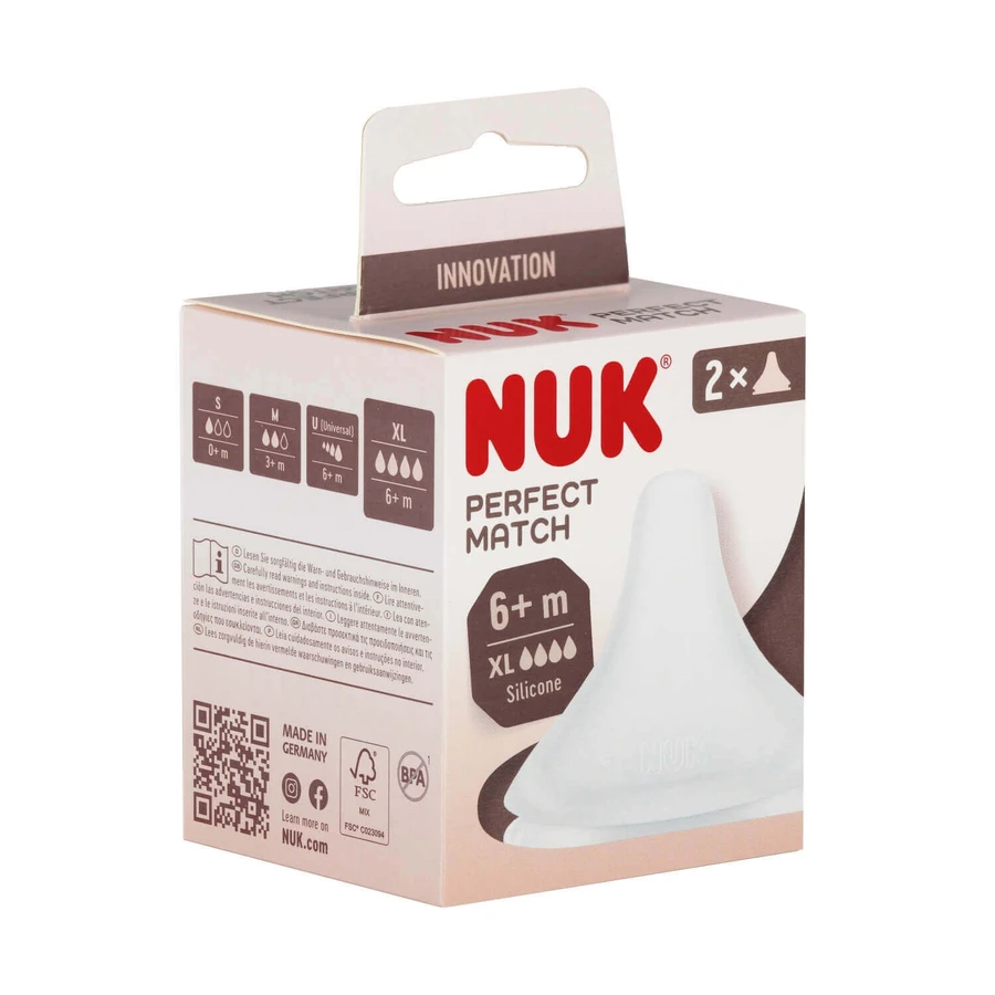 NUK Perfect Match, соска для бутылочки, силикон, размер XL, с 6 месяцев, 2 штуки: цены и характеристики