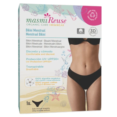Masmi Reuse, менструальное бикини, UPF 50+, черный, размер S: цены и характеристики