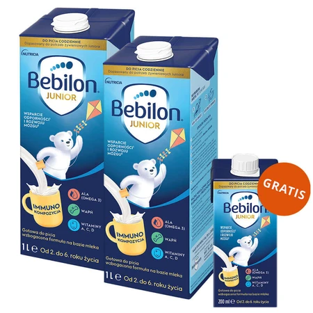 Питьевой набор Bebilon Junior, обогащенная молочная смесь для детей 2-6 лет, 2 x 1 л + 200 мл бесплатно: цены и характеристики