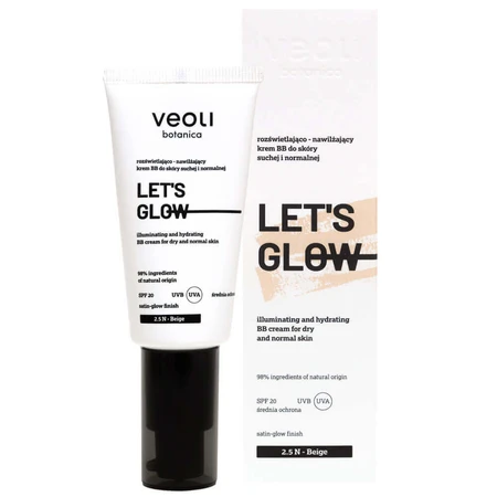 Veoli Botanica Let's Glow, осветляющий и увлажняющий BB-крем для сухой и нормальной кожи, SPF 20, 2,5 N Beige, 30 мл: цены и характеристики