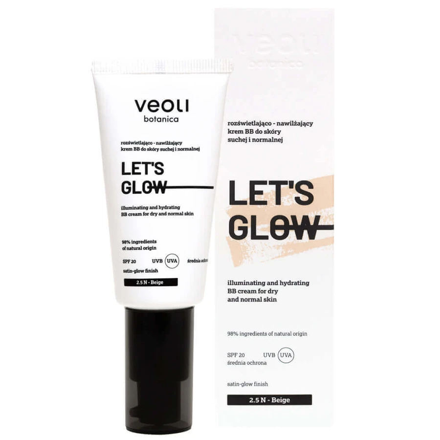 Veoli Botanica Let's Glow, осветляющий и увлажняющий BB-крем для сухой и нормальной кожи, SPF 20, 2,5 N Beige, 30 мл: цены и характеристики