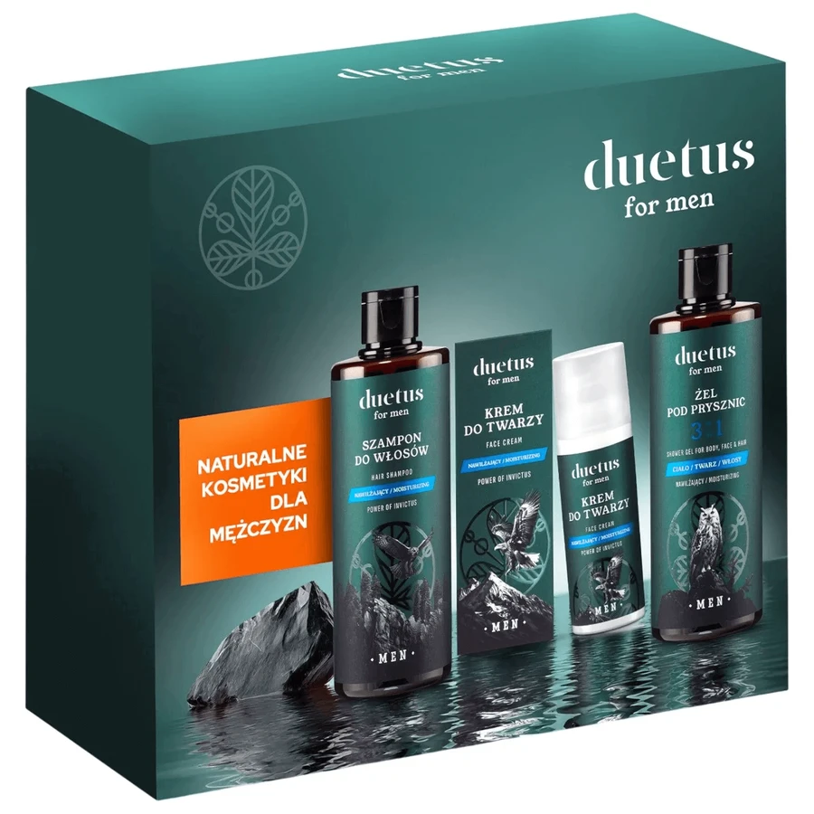 Набір Duetus For Men Power Of Invictus, гель для душу, 300 мл + шампунь для волосся, 300 мл + крем для обличчя, 50 мл: ціни та характеристики