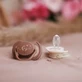 BabyOno, пустушка, від 18 місяців, симетрична, силіконова, бежева/коричнева, 2 штуки