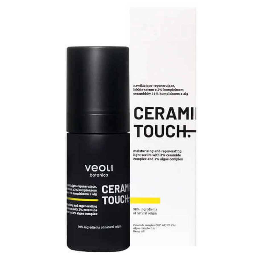 Veoli Botanica Ceramide Touch, зволожуюча та регенеруюча легка сироватка з 2% керамідним комплексом та 1% водоростей, 30 мл: ціни та характеристики