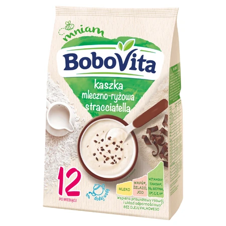 BoboVita Молочно-рисова каша, страчателла, з 12 місяців, 210 г: ціни та характеристики