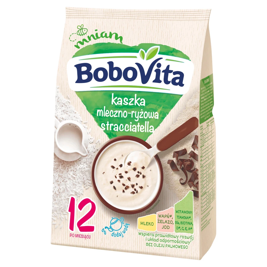 BoboVita Молочно-рисова каша, страчателла, з 12 місяців, 210 г: ціни та характеристики