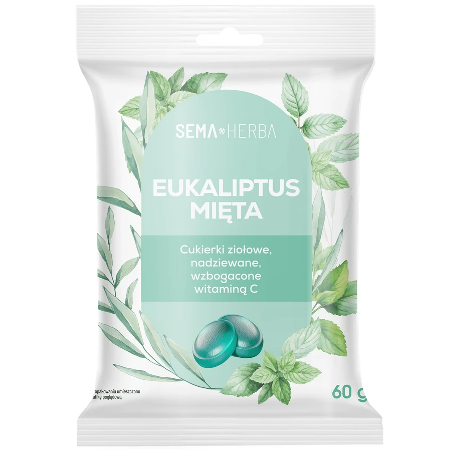 SEMA Herba Травяные конфеты с эвкалиптом, мятой и витамином С, 60 г.: цены и характеристики