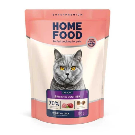 Home Food British and Scottish Сухий корм з індичкою та качкою для дорослих котів британської та шотландської породи, 400 г: ціни та характеристики