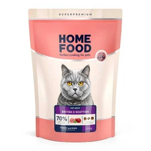 Home Food British and Scottish Сухий корм з індичкою та качкою для дорослих котів британської та шотландської породи, 1,6 кг