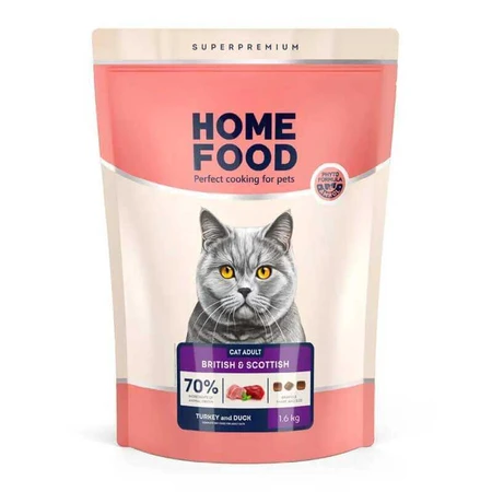 Home Food British and Scottish Сухий корм з індичкою та качкою для дорослих котів британської та шотландської породи, 1,6 кг: ціни та характеристики
