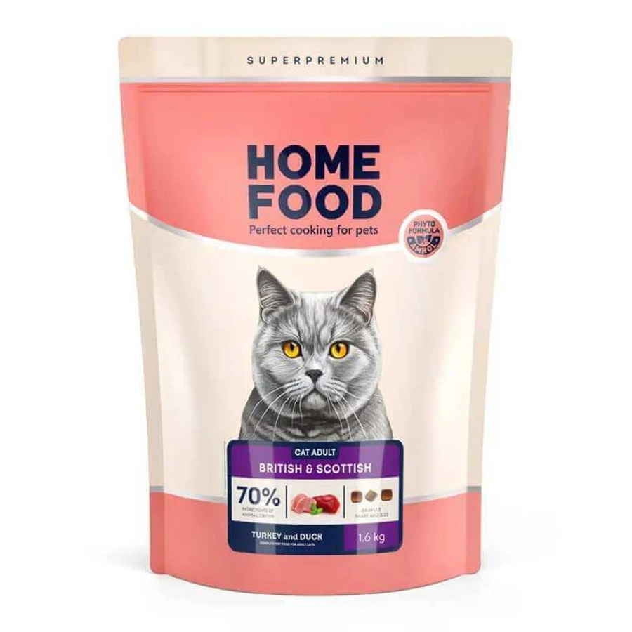 Home Food British and Scottish Сухий корм з індичкою та качкою для дорослих котів британської та шотландської породи, 1,6 кг: ціни та характеристики