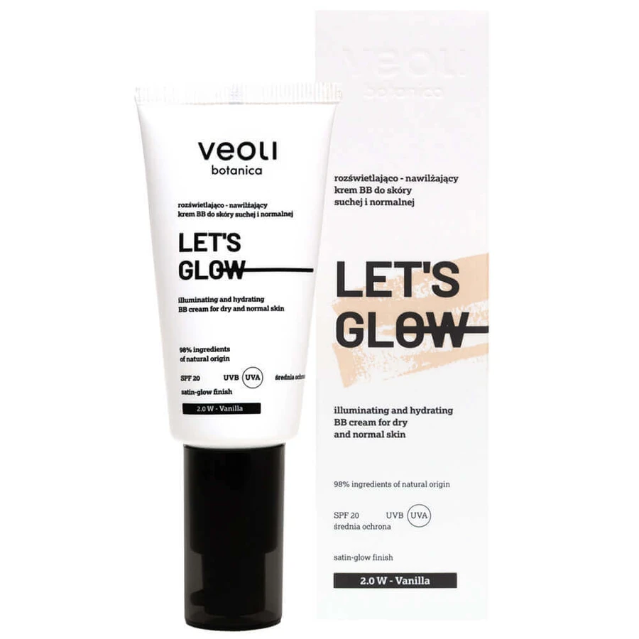 Veoli Botanica Let's Glow, освітлюючий та зволожуючий BB-крем для сухої та нормальної шкіри, SPF 20, 2.0 W Vanilla, 30 мл: ціни та характеристики