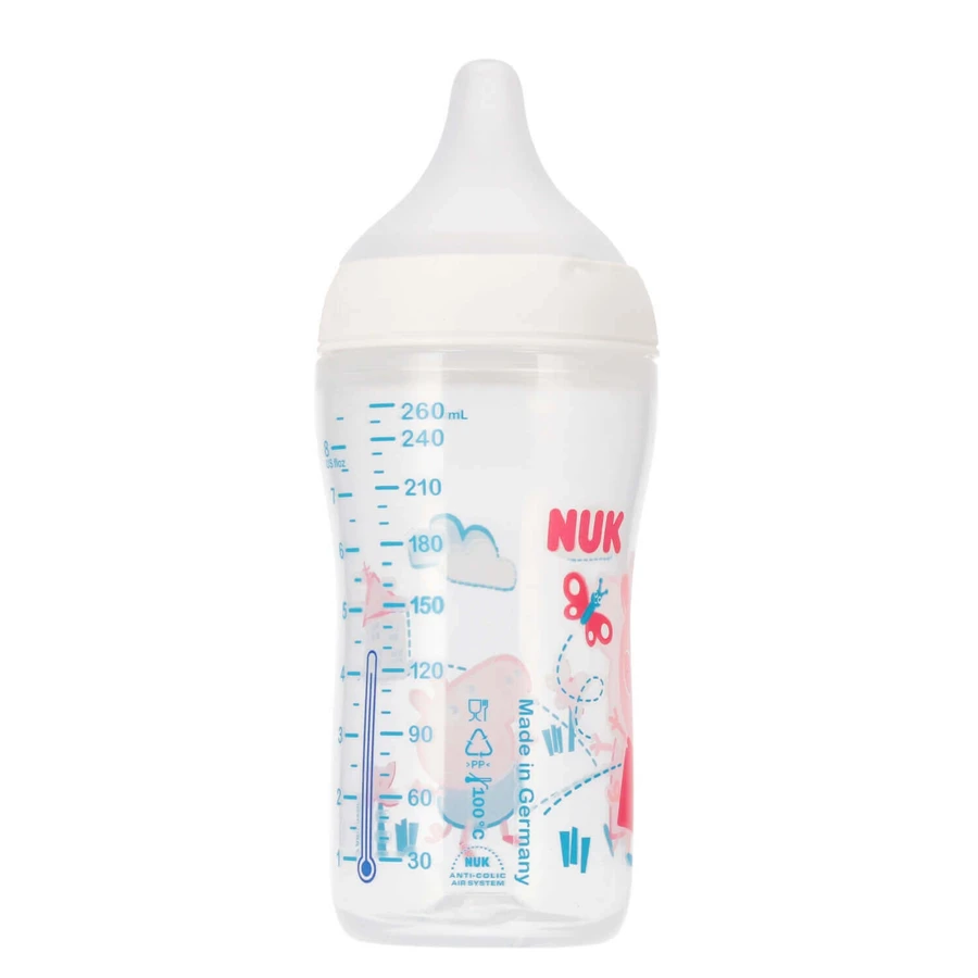 NUK Perfect Match, антиколиковая бутылочка с силиконовой соской, размер M, Свинка Пеппа, с 3 месяцев, 260 мл: цены и характеристики