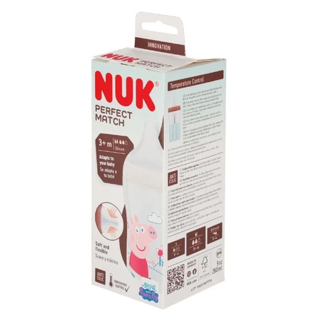 NUK Perfect Match, антиколиковая бутылочка с силиконовой соской, размер M, Свинка Пеппа, с 3 месяцев, 260 мл: цены и характеристики