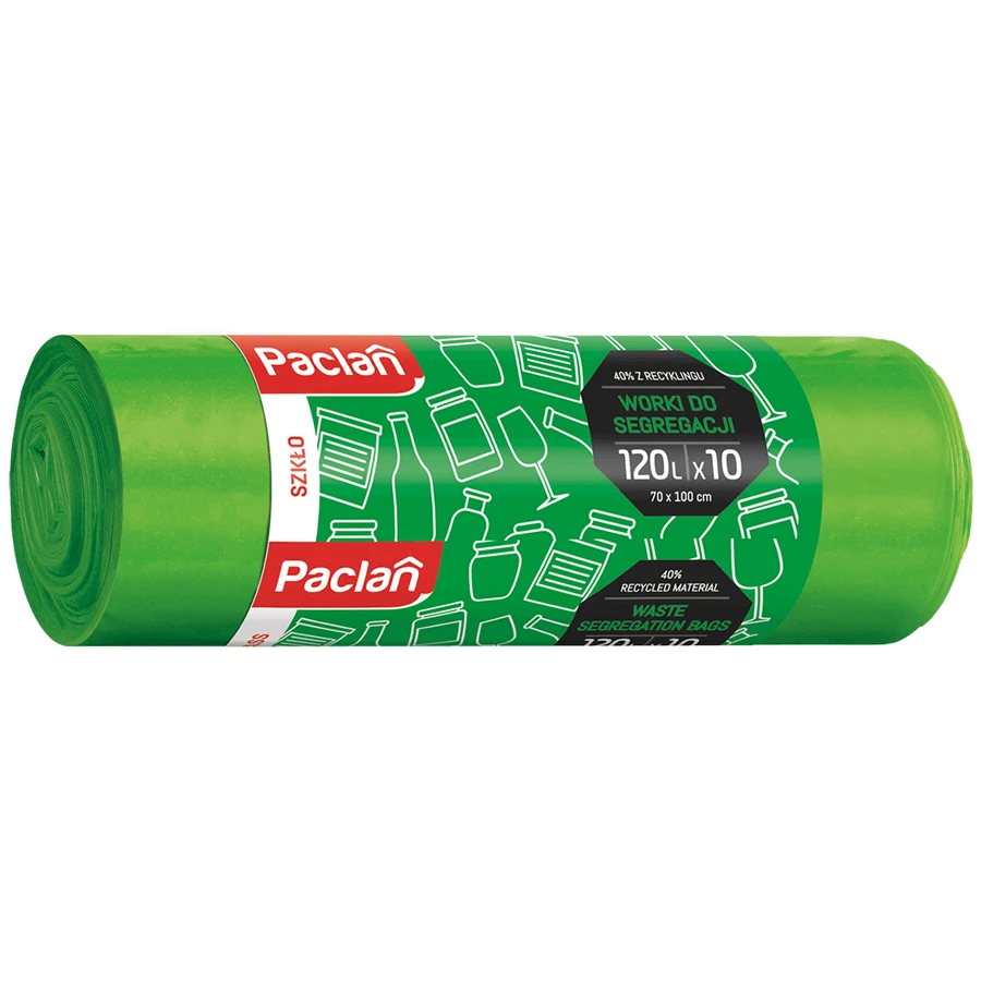 Paclan, пакеты для вторичной переработки, стекло, зеленый, 120 л x 10 шт.: цены и характеристики