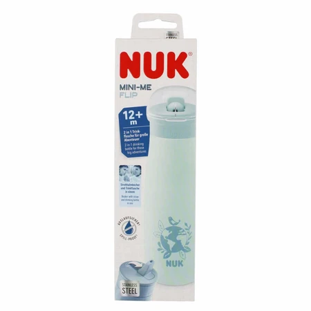 NUK Mini-Me Flip, сталева чашка 2-в-1 з нагубником, м'ята, глобус, від 12 місяців, 500 мл: ціни та характеристики