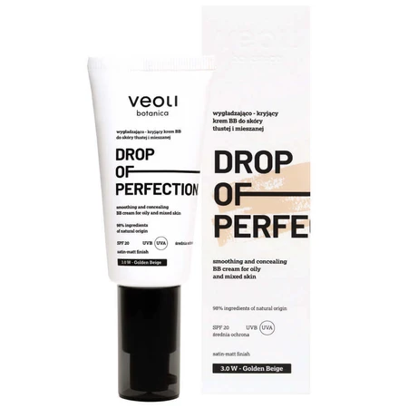Veoli Botanica Крапля досконалості, розгладжуючий і покриваючий BB-крем для жирної та комбінованої шкіри, SPF 20, 3.0 W Золотисто-бежевий, 30 мл: ціни та характеристики