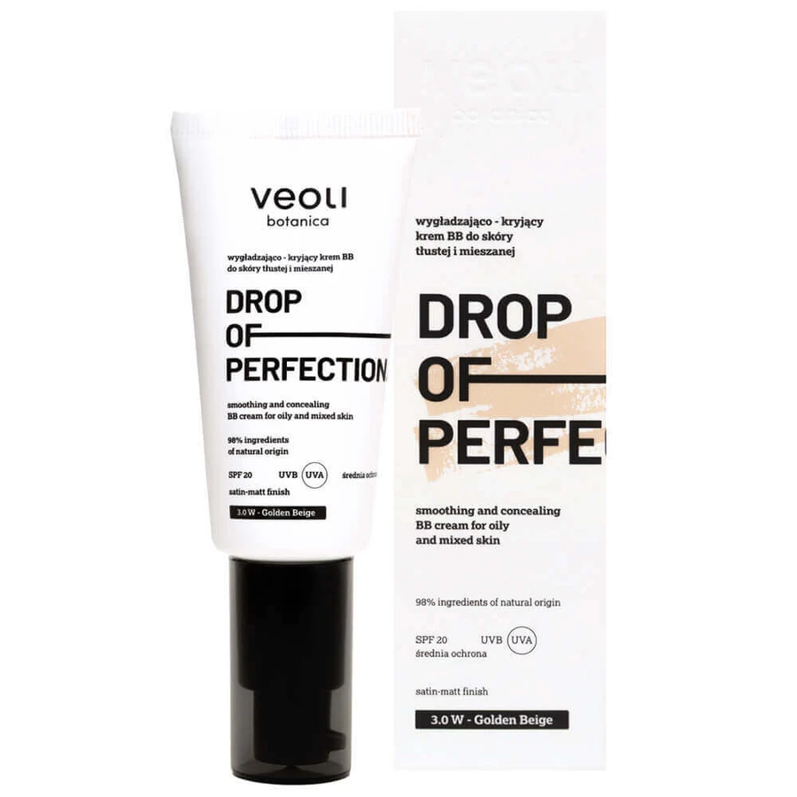 Veoli Botanica Крапля досконалості, розгладжуючий і покриваючий BB-крем для жирної та комбінованої шкіри, SPF 20, 3.0 W Золотисто-бежевий, 30 мл: ціни та характеристики