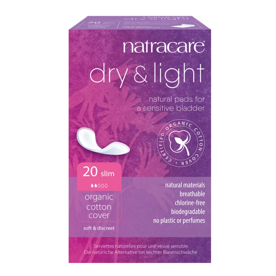 Natracare Dry & Light, урологические прокладки для лечения недержания из органического хлопка, Slim, 20 штук: цены и характеристики