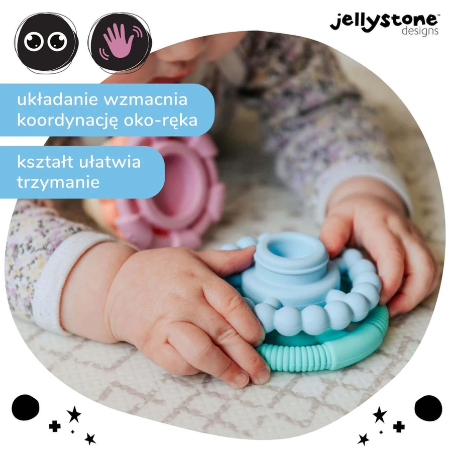 Jellystone Designs, силиконовый прорезыватель, маленькая башня, пастель, с 3 месяцев, 1 шт.: цены и характеристики