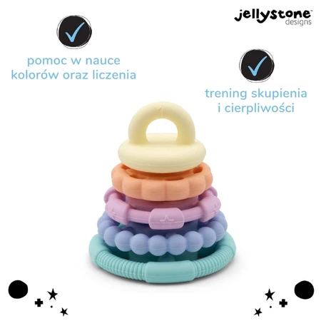 Jellystone Designs, силиконовый прорезыватель, маленькая башня, пастель, с 3 месяцев, 1 шт.: цены и характеристики