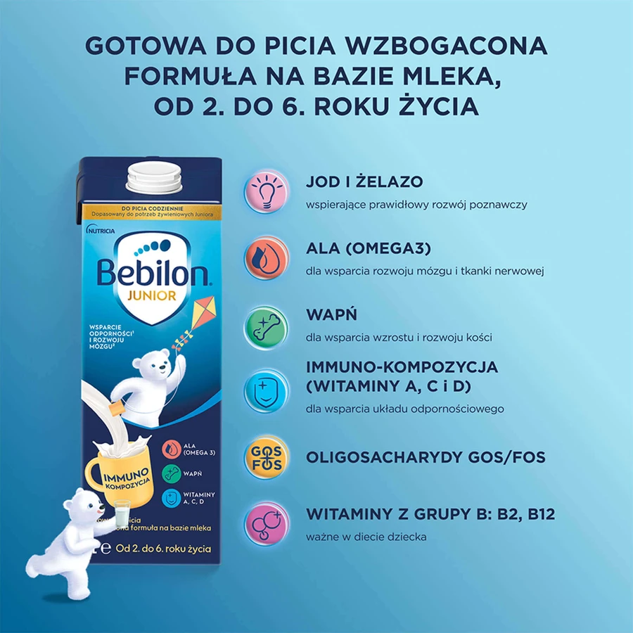 Набір для пиття Bebilon Junior, збагачена молочна суміш для дітей 2-6 років, 3 х 1 л + CzuCzu, Тварини Творчі ігри з фломастером, що стирається, від 3 років безкоштовно: ціни та характеристики