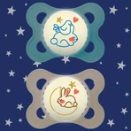 MAM Original Night, пустышка, 2-6 месяцев, силикон, ортодонтическая, светящаяся в темноте, Planet Love, мальчик, 2 штуки: цены и характеристики