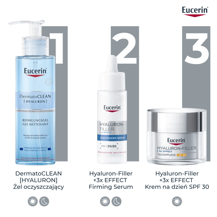 Eucerin Hyaluron-Filler, денний крем проти зморшок з гіалуроновою кислотою, для всіх типів шкіри, SPF 30, резерв, 50 мл: ціни та характеристики