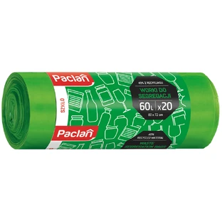 Paclan, пакети для сміття, скляні, зелені, 60 л х 20 шт.