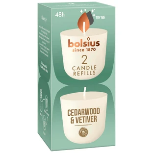 Bolsius Clean Light Cedarwood & Vetiver, ароматизатор для свічок, 20 год, 2 шт.