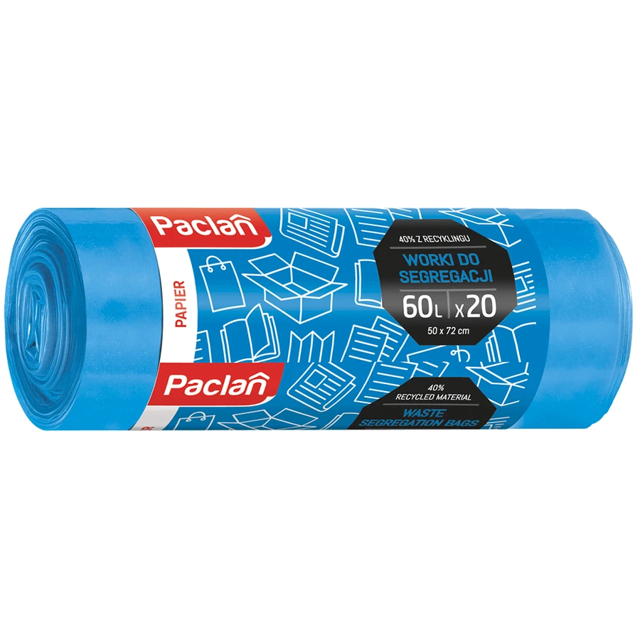 Paclan, пакети для сміття, паперові, сині, 60 л х 20 шт.: ціни та характеристики