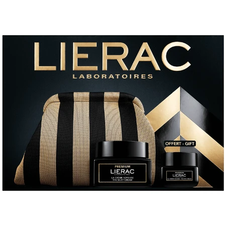 Набір Lierac Premium, шовковистий антивіковий крем, 50 мл + крем для шкіри навколо очей, 20 мл та косметичка в подарунок: ціни та характеристики