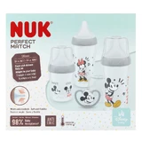Стартовый набор NUK Perfect Match, 3 антиколиковые бутылочки + пустышка, Микки Маус, 0-6 месяцев