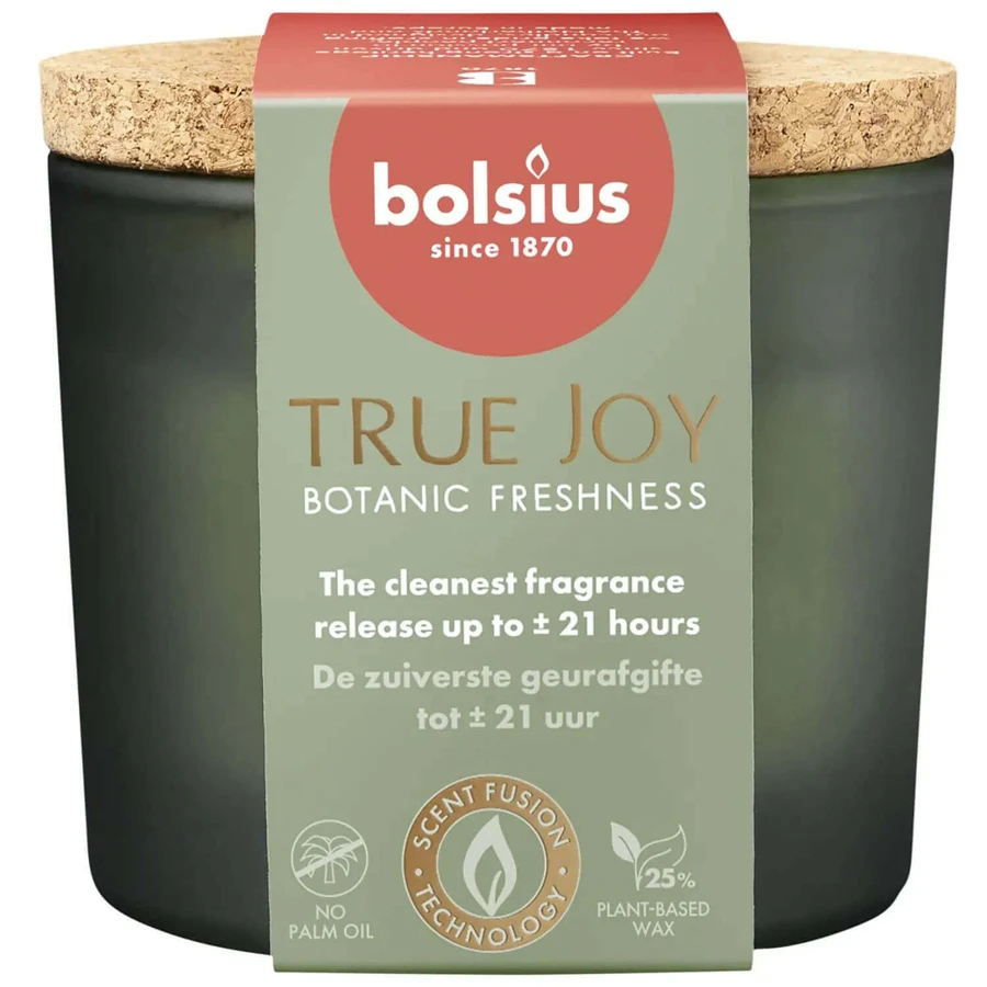 Bolsius True Joy Botanic Freshness, ароматична свічка з корковою кришкою: ціни та характеристики