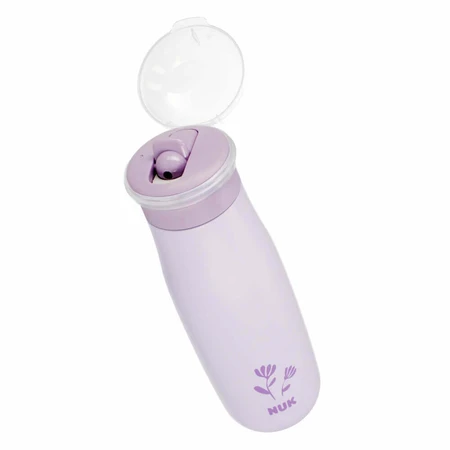 NUK Mini-Me Flip, сталева чашка 2-в-1 з нагубником, фіолетова, квітка, від 12 місяців, 500 мл: ціни та характеристики