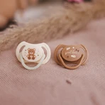 BabyOno, пустышка, 0-6 месяцев, симметричная, силикон, бежевый/коричневый, 2 штуки: цены и характеристики