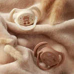 BabyOno, пустышка, 0-6 месяцев, симметричная, силикон, бежевый/коричневый, 2 штуки: цены и характеристики
