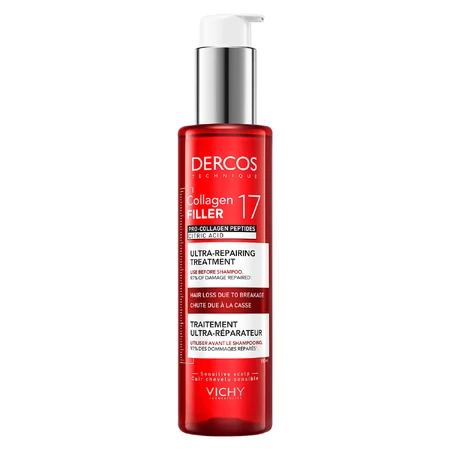 Vichy Dercos Collagen 17 Filler Ultra-Repairing Treatment, ультра-регенеруючий догляд перед шампунем, 150 мл: ціни та характеристики